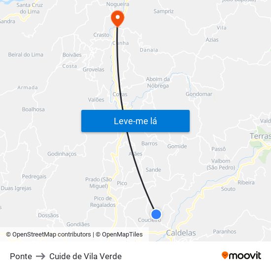 Ponte to Cuide de Vila Verde map