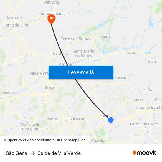 São Gens to Cuide de Vila Verde map