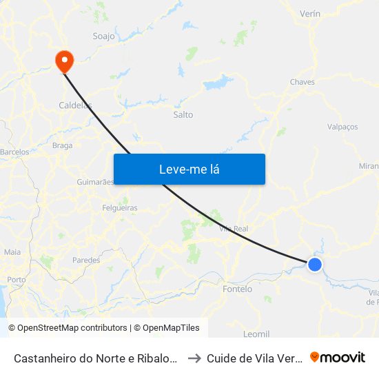 Castanheiro do Norte e Ribalonga to Cuide de Vila Verde map