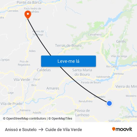 Anissó e Soutelo to Cuide de Vila Verde map