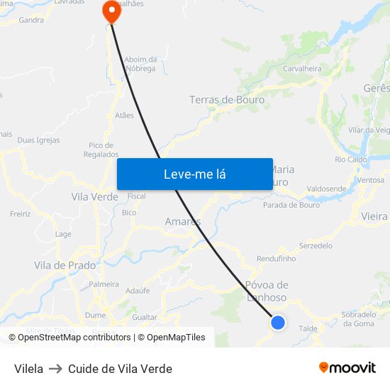 Vilela to Cuide de Vila Verde map