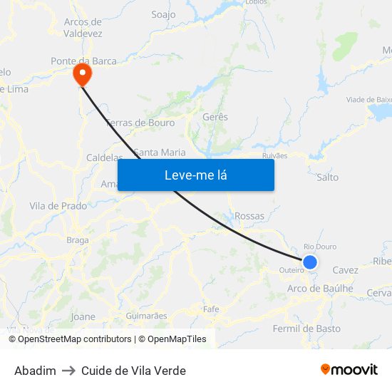 Abadim to Cuide de Vila Verde map