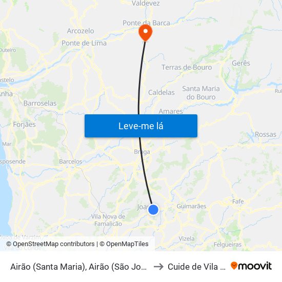 Airão (Santa Maria), Airão (São João) e Vermil to Cuide de Vila Verde map