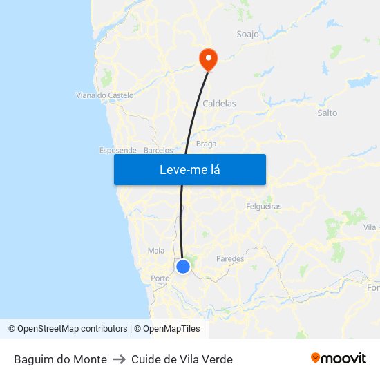 Baguim do Monte to Cuide de Vila Verde map