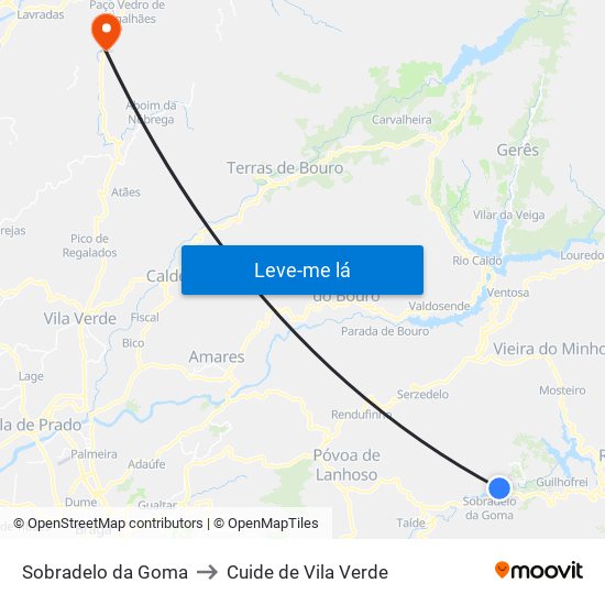 Sobradelo da Goma to Cuide de Vila Verde map