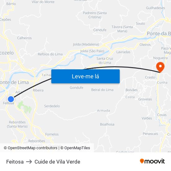 Feitosa to Cuide de Vila Verde map