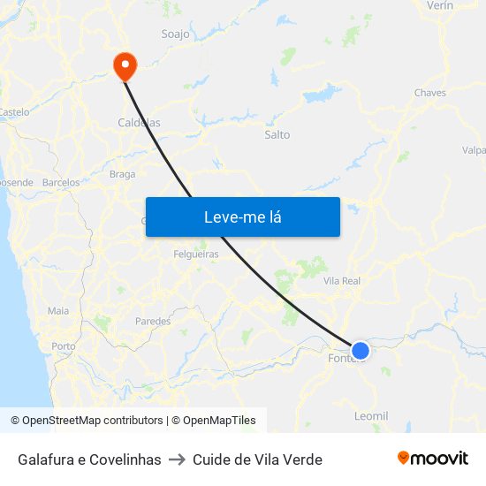 Galafura e Covelinhas to Cuide de Vila Verde map