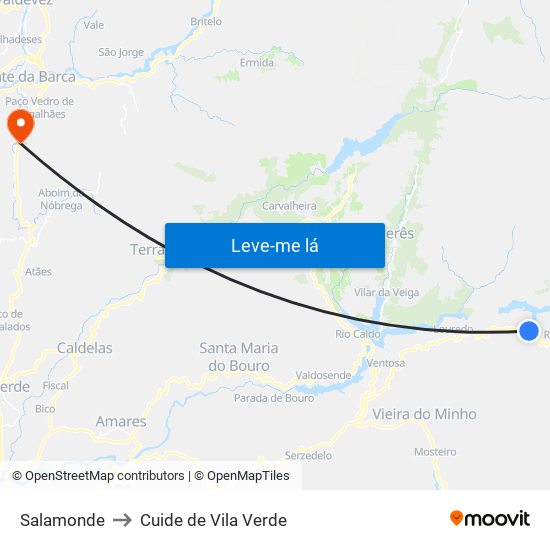 Salamonde to Cuide de Vila Verde map