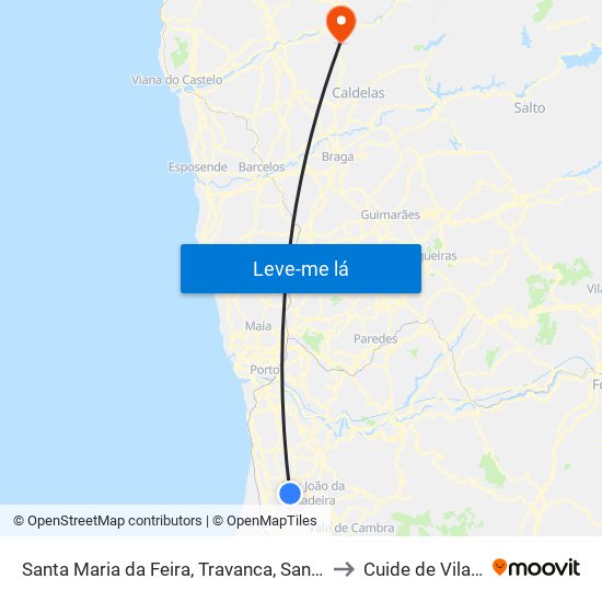 Santa Maria da Feira, Travanca, Sanfins e Espargo to Cuide de Vila Verde map