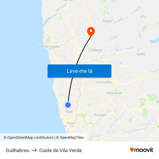 Guilhabreu to Cuide de Vila Verde map