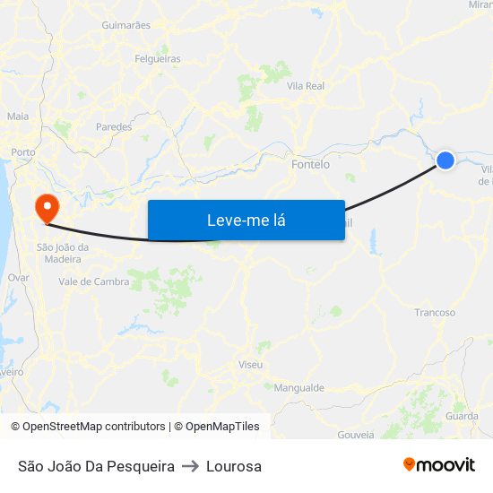 São João Da Pesqueira to Lourosa map