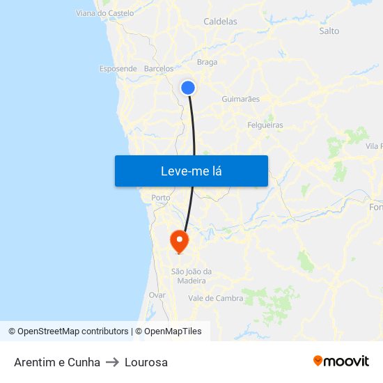 Arentim e Cunha to Lourosa map