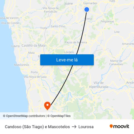 Candoso (São Tiago) e Mascotelos to Lourosa map
