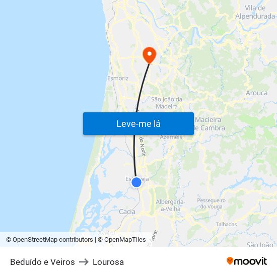 Beduído e Veiros to Lourosa map