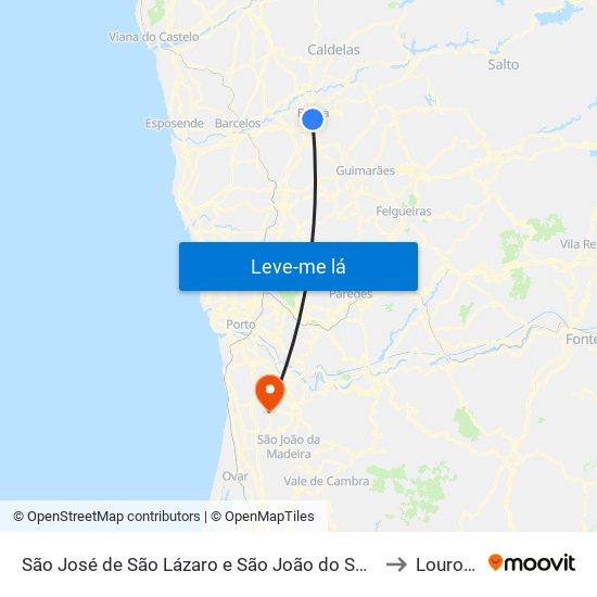 São José de São Lázaro e São João do Souto to Lourosa map