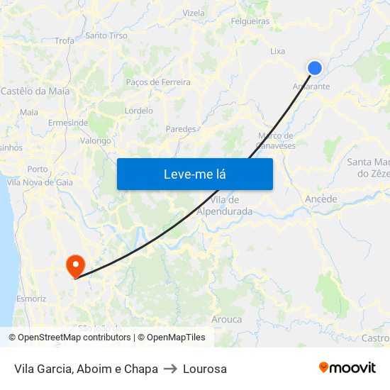 Vila Garcia, Aboim e Chapa to Lourosa map