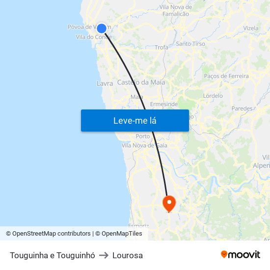 Touguinha e Touguinhó to Lourosa map