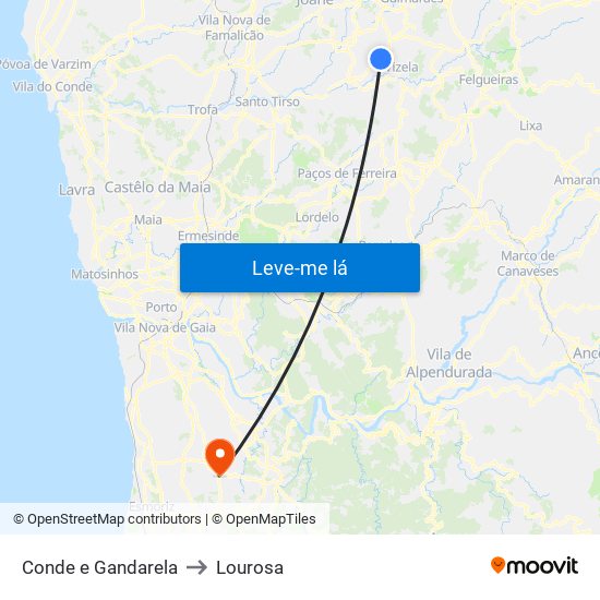 Conde e Gandarela to Lourosa map