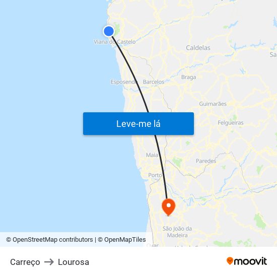 Carreço to Lourosa map