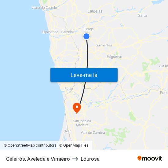 Celeirós, Aveleda e Vimieiro to Lourosa map