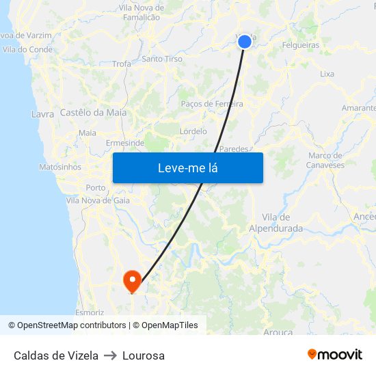 Caldas de Vizela to Lourosa map