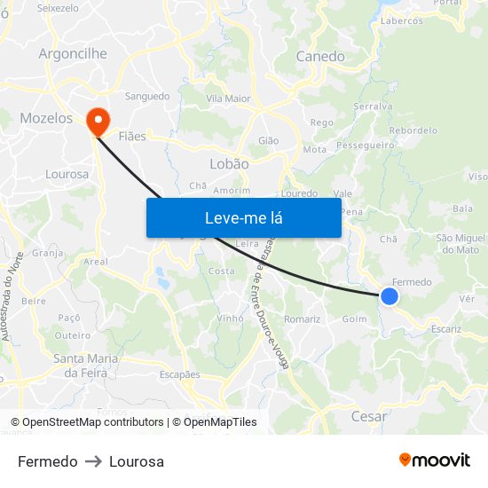Fermedo to Lourosa map