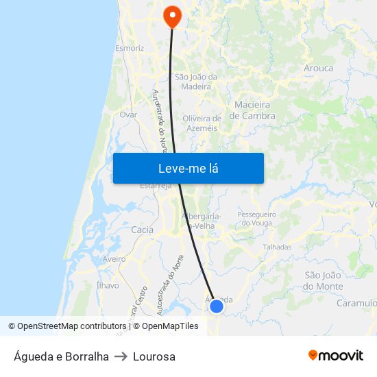 Águeda e Borralha to Lourosa map
