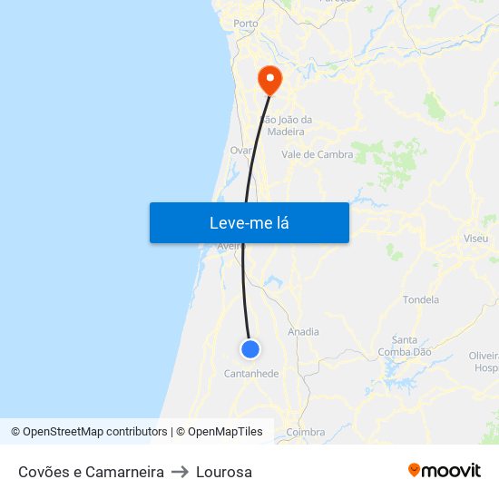Covões e Camarneira to Lourosa map