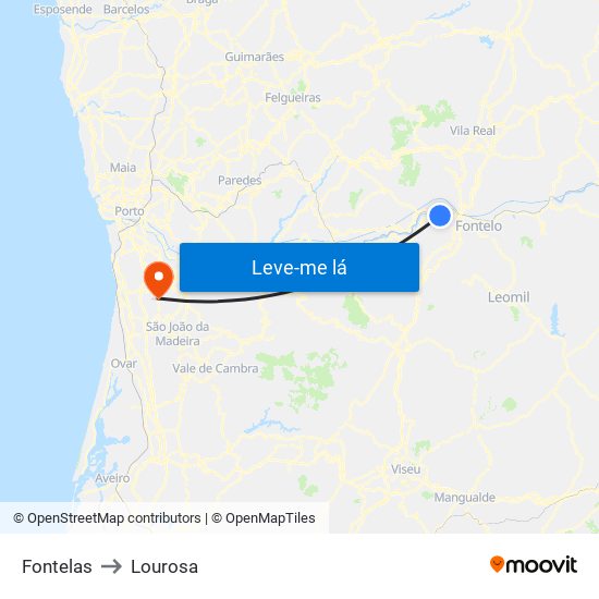 Fontelas to Lourosa map