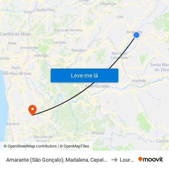 Amarante (São Gonçalo), Madalena, Cepelos e Gatão to Lourosa map