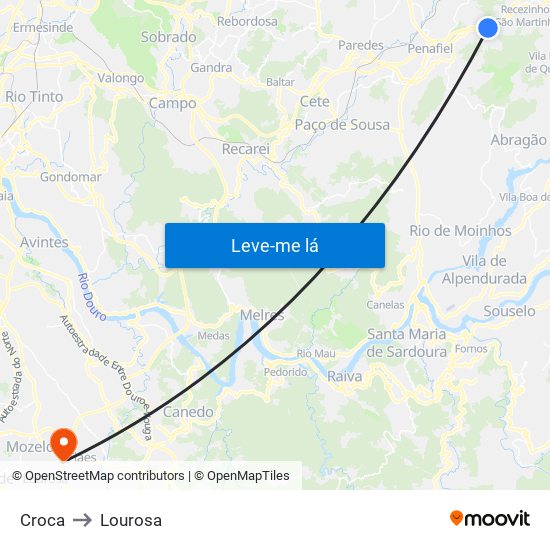 Croca to Lourosa map