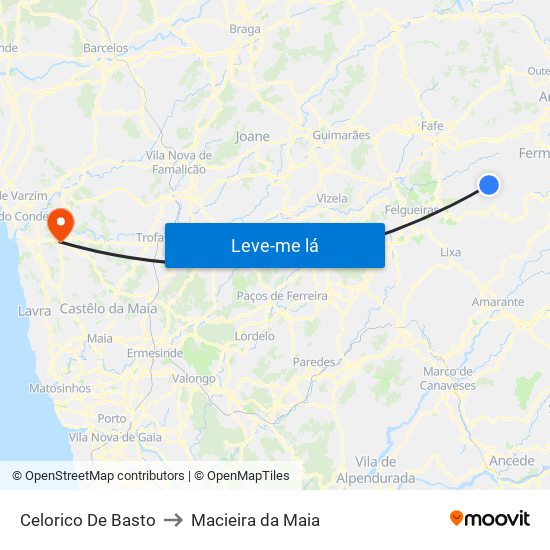 Celorico De Basto to Macieira da Maia map