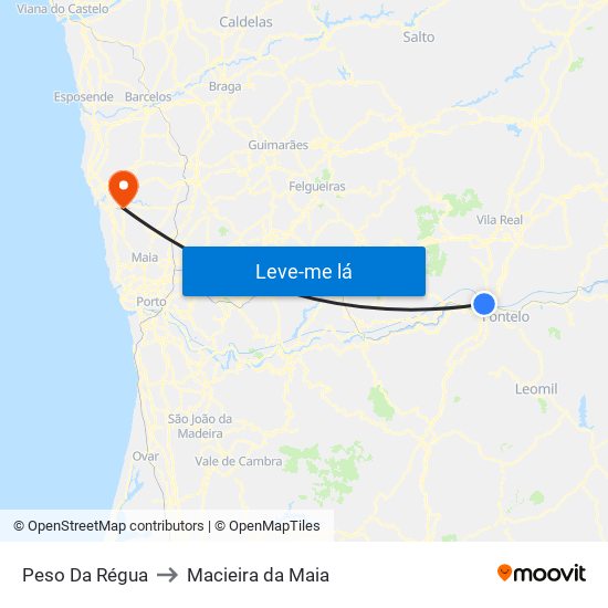 Peso Da Régua to Macieira da Maia map