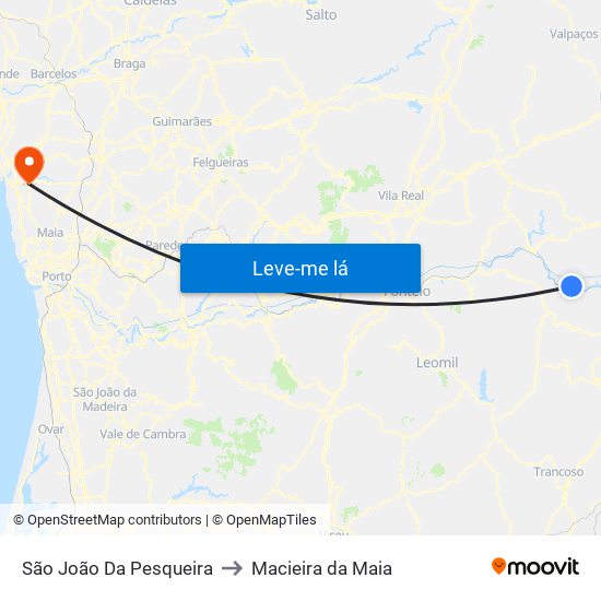 São João Da Pesqueira to Macieira da Maia map