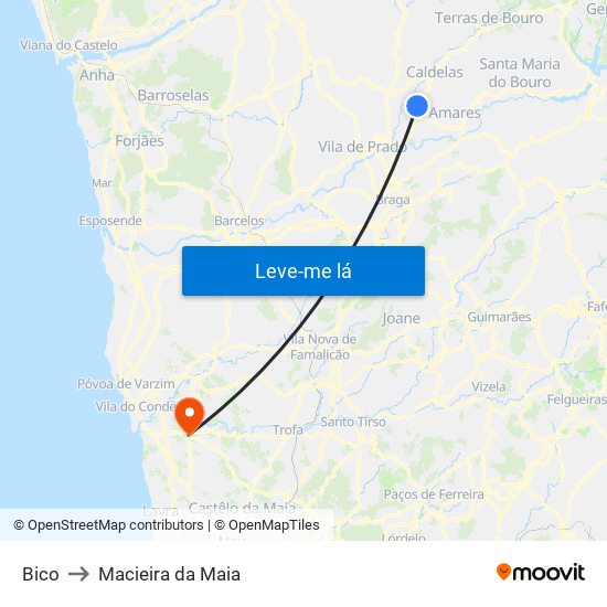 Bico to Macieira da Maia map