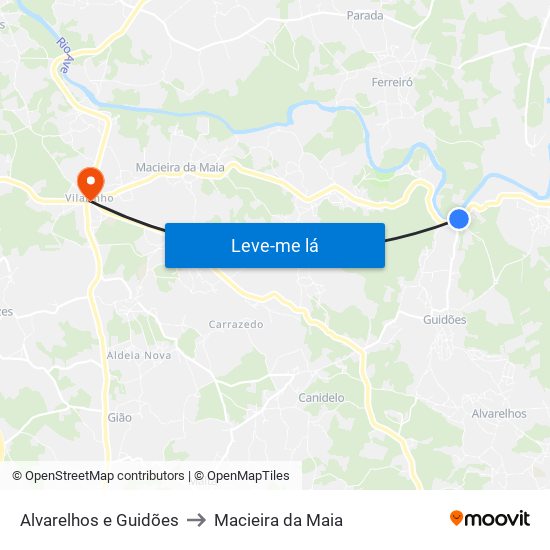 Alvarelhos e Guidões to Macieira da Maia map