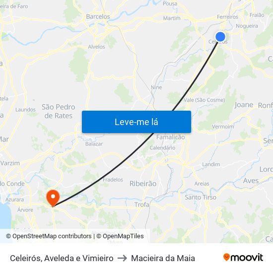 Celeirós, Aveleda e Vimieiro to Macieira da Maia map