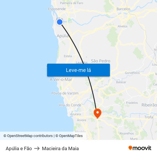 Apúlia e Fão to Macieira da Maia map