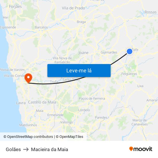 Golães to Macieira da Maia map