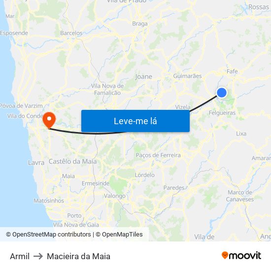 Armil to Macieira da Maia map