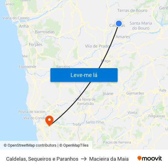 Caldelas, Sequeiros e Paranhos to Macieira da Maia map