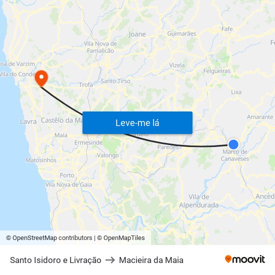 Santo Isidoro e Livração to Macieira da Maia map