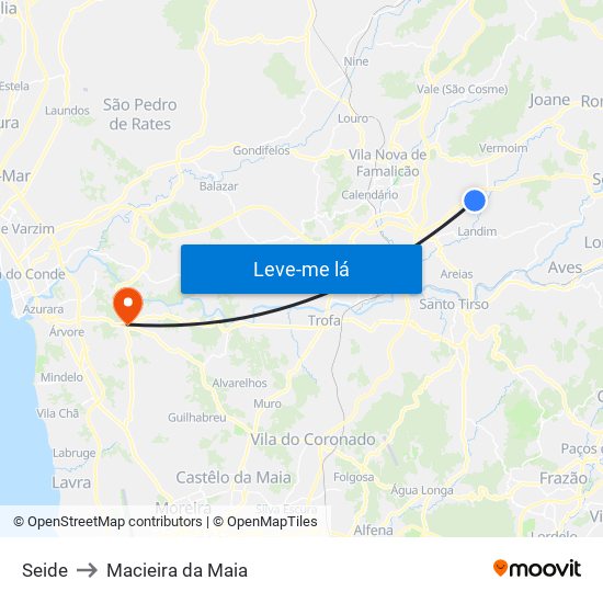 Seide to Macieira da Maia map