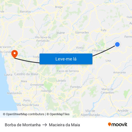 Borba de Montanha to Macieira da Maia map