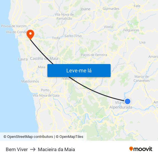 Bem Viver to Macieira da Maia map