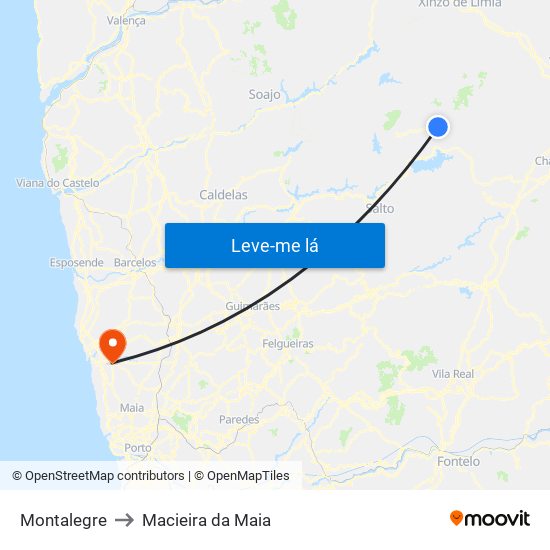 Montalegre to Macieira da Maia map