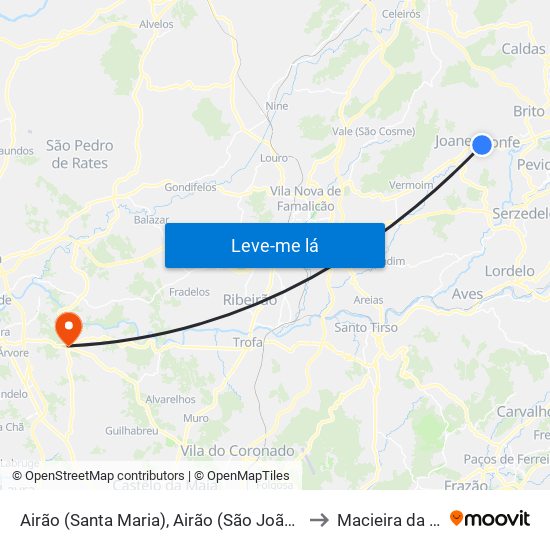 Airão (Santa Maria), Airão (São João) e Vermil to Macieira da Maia map
