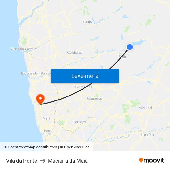 Vila da Ponte to Macieira da Maia map