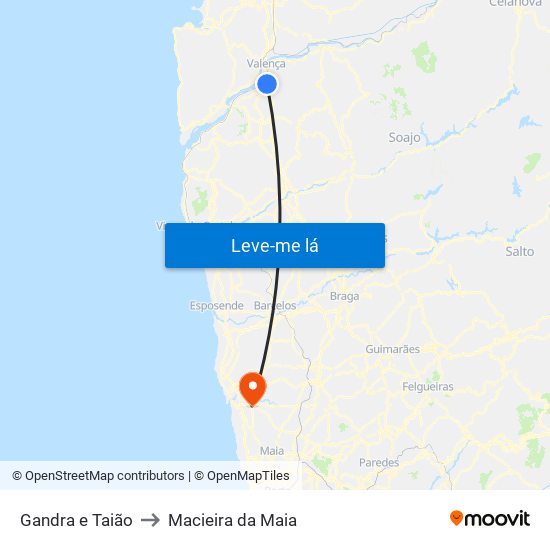 Gandra e Taião to Macieira da Maia map