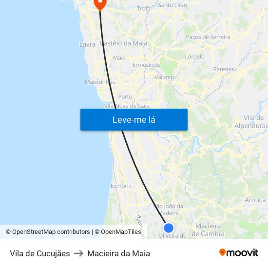 Vila de Cucujães to Macieira da Maia map